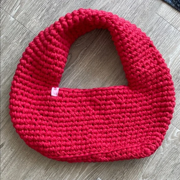 Handmade Red Knit Bag - Picture 1 of 5